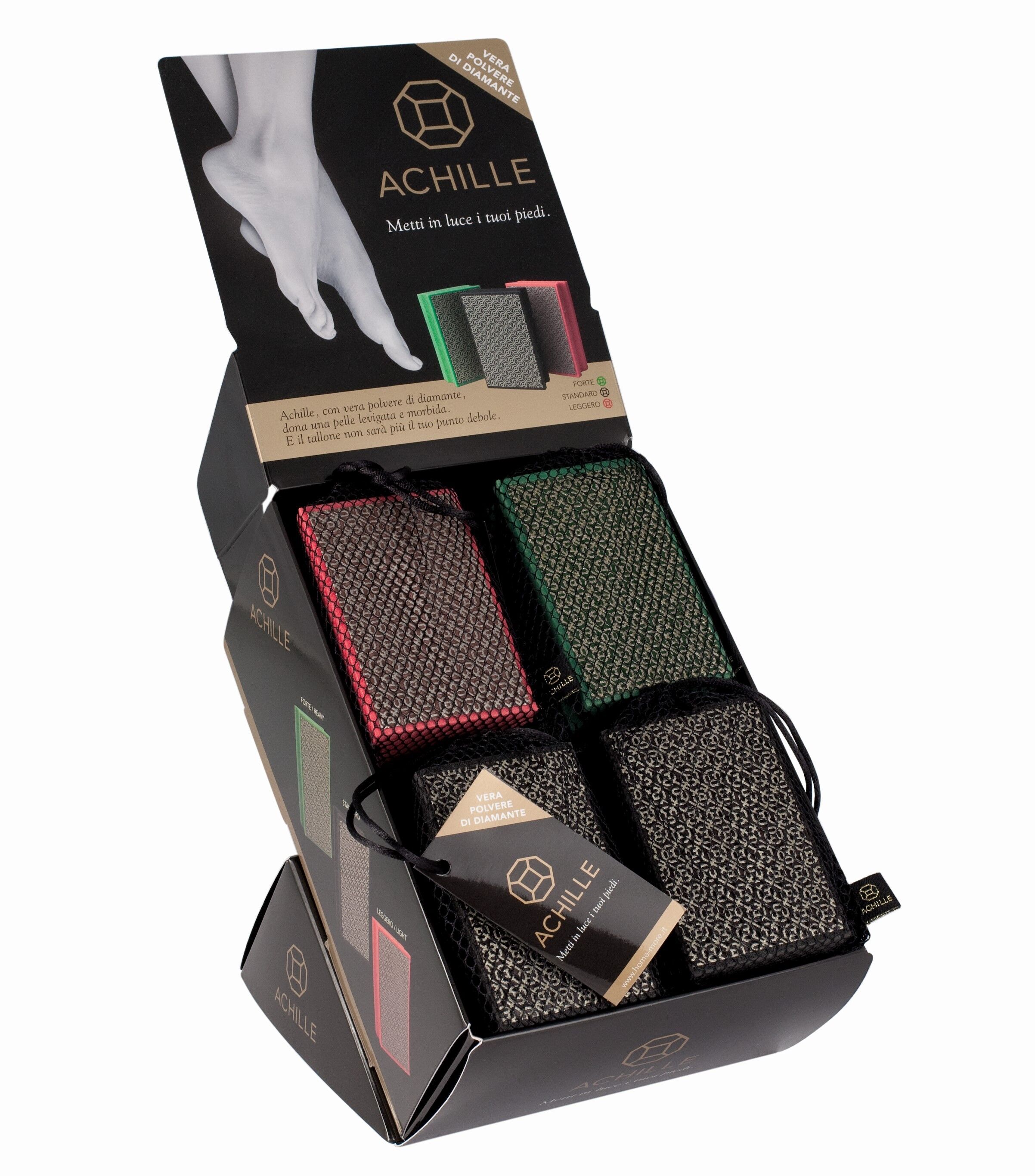 ACHILLE Expo - Tampone per asportazione di callosità dei piedi - Assortimento 3 Forte 6 Standard 3 Leggera