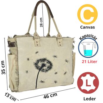 Sunsa vintage bag shopper sac de plage en toile beige avec cuir 3