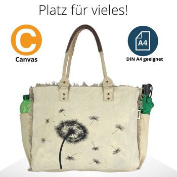 Sunsa vintage bag shopper sac de plage en toile beige avec cuir 11