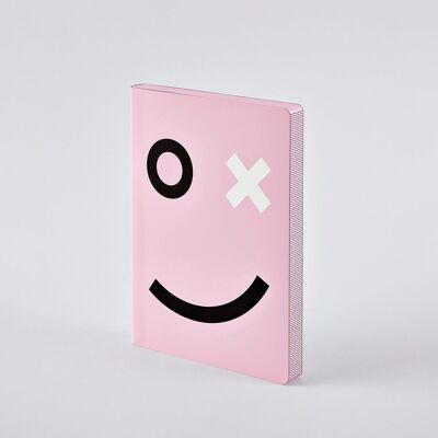 OX - Graphic L | nuuna notebook A5+ | 3.5 mm dot grid | 120 g premium paper | leather pink | sustainably produced in Germany