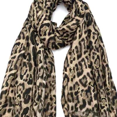 Shiny leopard print scarves