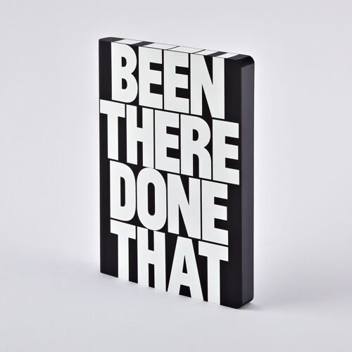 Been There Done That - Graphic L  | nuuna Notizbuch A5+ | 3,5 mm Punktraster | 120 g Premium-Papier | Leder schwarz | nachhaltig produziert in Deutschland