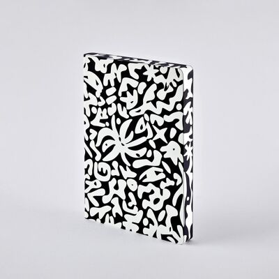 Da Da Da - Graphic L | nuuna notebook A5+ | 3.5 mm dot grid | 120 g premium paper | leather black | sustainably produced in Germany