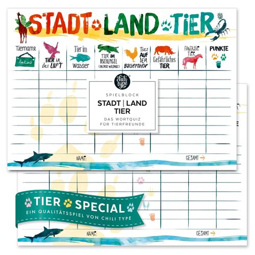 Stadt-Land-Tier - Spielblock DIN A4