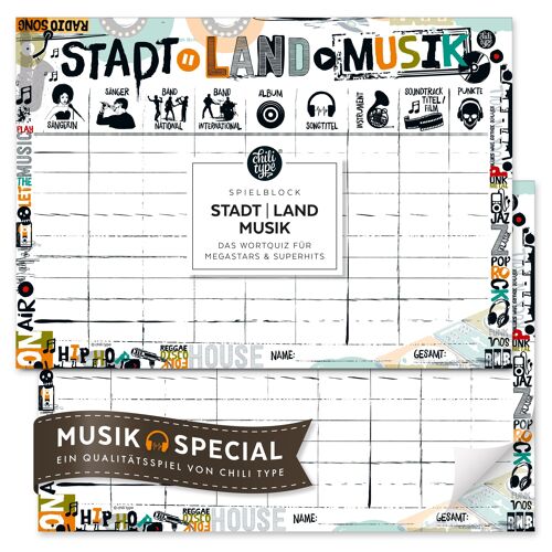 Stadt-Land-Musik - Spielblock DIN A4