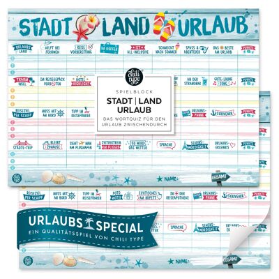 Stadt-Land-Urlaub, Spielblock DIN A4