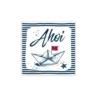 Magnet maritime - Ahoy avec bateau en papier