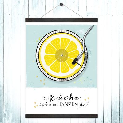 Póster + colgadores de póster "La cocina es para bailar"