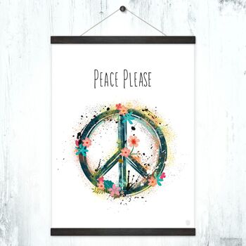 Affiche + porte-affiche "Peace Please" 1