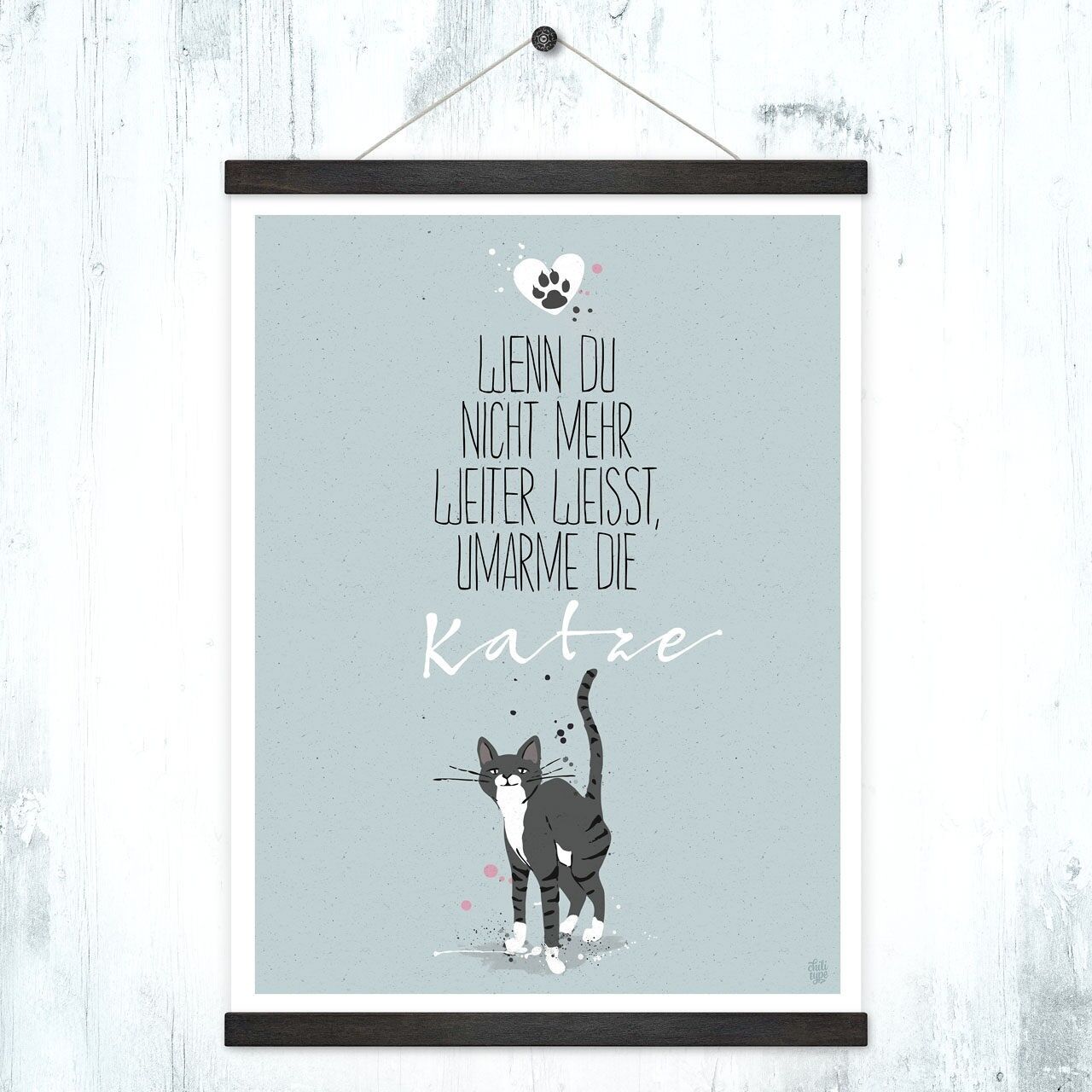 Poster + poster hangers "Hug the cat"