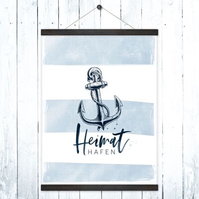 Maritime poster + poster rails, "Heimathafen"