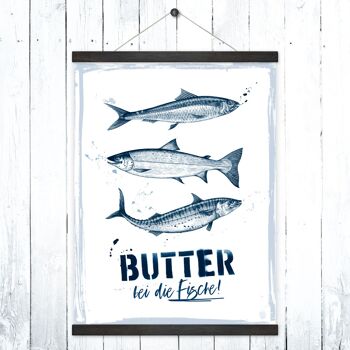 Affiche maritime + porte-affiches "Beurre au poisson" 1