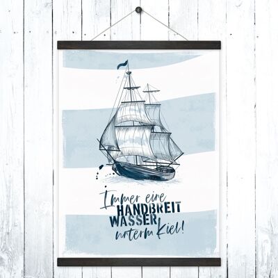 Maritime poster + poster rails "a hand's breadth of water under the keel"