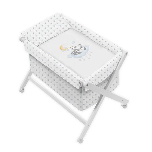 CRIB IN X IN  BEECH + BEDDING + GARMENT + MATTRESS - MOD. PANDA NUBE -