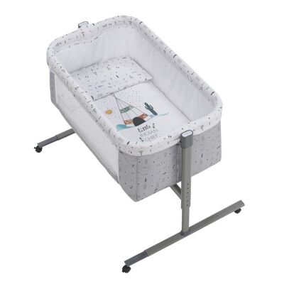 LIT CO-SOMMEIL PROCHE EN ALUMINIUM + LITERIE + VÊTEMENT + MATELAS - MOD. DAKOTA-