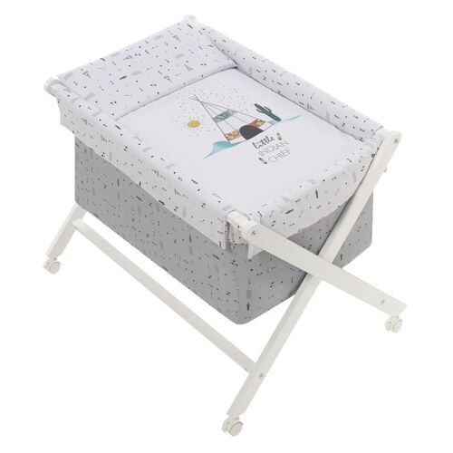 CRIB IN X IN WHITE BEECH + BEDDING + GARMENT + MATTRESS- MOD. DAKOTA -