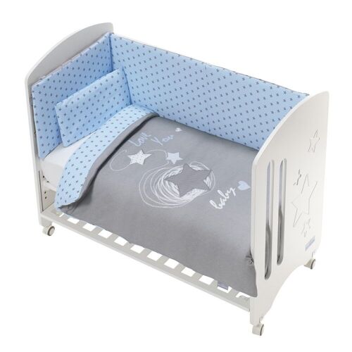 3 PCS SET COT BED 60X120 (QUILT+BUMPER+PILLOW) - MOD. LOVE YOU - COTTON