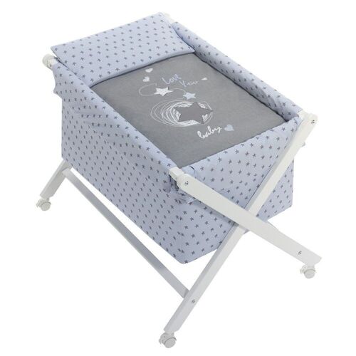 CRIB IN X IN WHITE BEECH + BEDDING + GARMENT + MATTRESS - MOD. LOVE YOU -