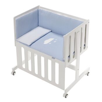 BERCEAU EN HÊTRE BLANC MINANA + LITERIE + VÊTEMENT + MATELAS - MOD. VIGGO-