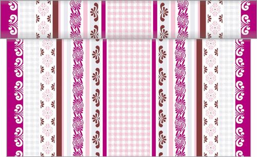 Tischläufer Jule in Braun-Rosa aus Linclass® Airlaid 40 cm x 4,80 m, 1 Stück - Ornamente