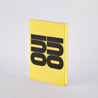 Oui Oui - Gráfico L | libreta nuuna A5+ | cuadrícula de puntos de 3,5 mm | Papel premium de 120 g | cuero amarillo | producido de forma sostenible en Alemania