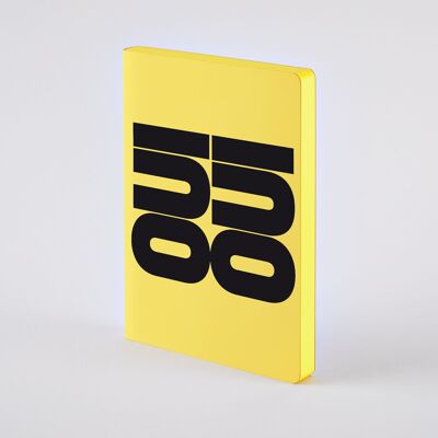 Oui Oui - Gráfico L | libreta nuuna A5+ | cuadrícula de puntos de 3,5 mm | Papel premium de 120 g | cuero amarillo | producido de forma sostenible en Alemania