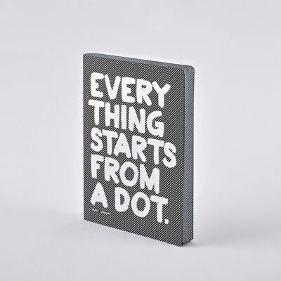 Everything Starts From A Dot - Graphic L | nuuna notebook A5+ | 3.5 mm dot grid | 120 g premium paper | leather black | sustainably produced in Germany