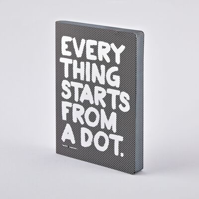 Everything Starts From A Dot - Graphic L | nuuna notebook A5+ | 3.5 mm dot grid | 120 g premium paper | leather black | sustainably produced in Germany