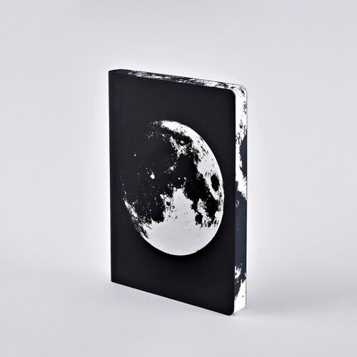 Moon - Graphic L | nuuna Notizbuch A5+ | Dotted Journal | 3,5mm Punktraster | 256 nummerierte Seiten | 120g Premium-Papier | Leder schwarz | nachhaltig produziert in Deutschland