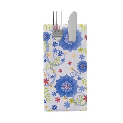 Cutlery napkin Rahel in blue from Linclass® Airlaid 40 x 40 cm, 12 pieces