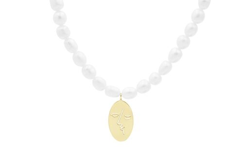 Kiss Pearl Necklace Gold - Gold