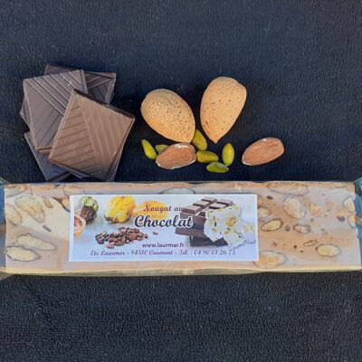 100 g bar of soft white nougat with dark chocolate