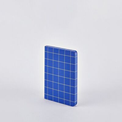 Break The Grid S  - Blau | nuuna Notizbuch A6 | 82 kreative Raster | 160 Seiten | 120g Premium-Papier | Leder blau | nachhaltig produziert in Deutschland