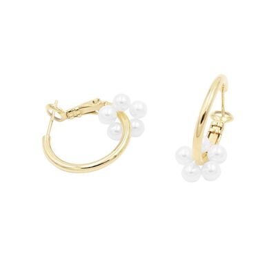 Boucles d'Oreilles Bloom Menthe - Blanc Perle