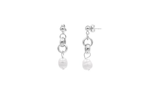 Bling Pearl Earrings Silver