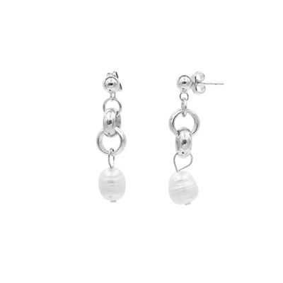 Bling Pearl Earrings Silver