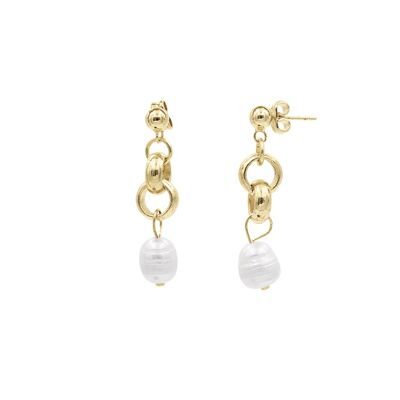 Boucles d'Oreilles Perles Bling Argent - Doré