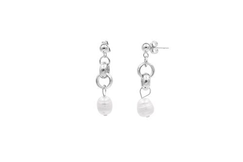 Bling Pearl Earrings Silver - Silver