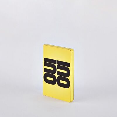 Oui Oui - Graphic S | carnet nuuna A6 | Journal pointillé | Grille de points de 2,5 mm | 176 pages numérotées | Papier premium 120g | cuir jaune | produit durablement en Allemagne