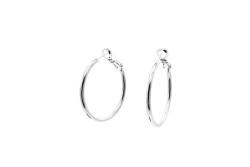 Sleek Hoop Medium Earrings Silver