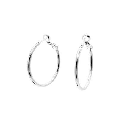 Sleek Hoop Medium Earrings Silver