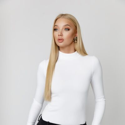 White Back-Zip Fitted Top
