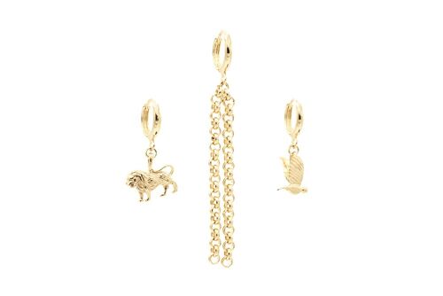 Trio Earrings Silver - Gold