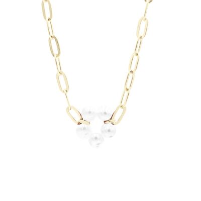 Collier Bloom Big Violet - Blanc Perle