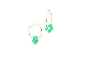 Boucles d'Oreilles Bloom Big Blanc - Vert