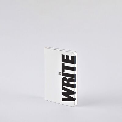 Write – Wrong - Graphic S | nuuna Notizbuch A6 | Dotted Journal | 2,5mm Punktraster | 176 nummerierte Seiten | 120g Premium-Papier | Leder weiss | nachhaltig produziert in Deutschland