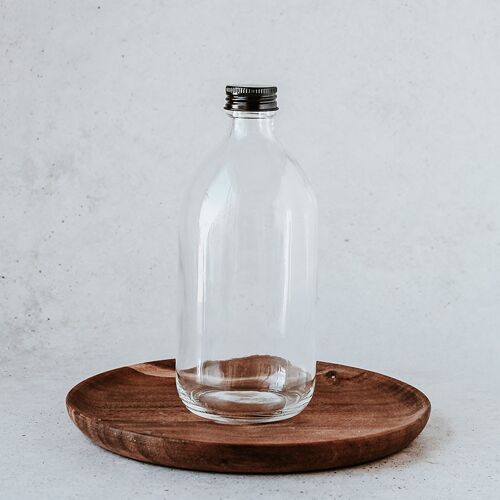 Botella de vidrio transparente con tapón de rosca - 500ml