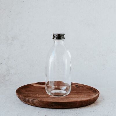 Botella de vidrio transparente con tapón de rosca - 250ml