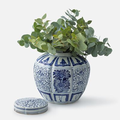 Janxi Patterned Large Vase - Blue and White