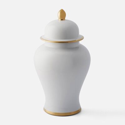 Classic White Ginger Jar with Gold Trim - H 46cm